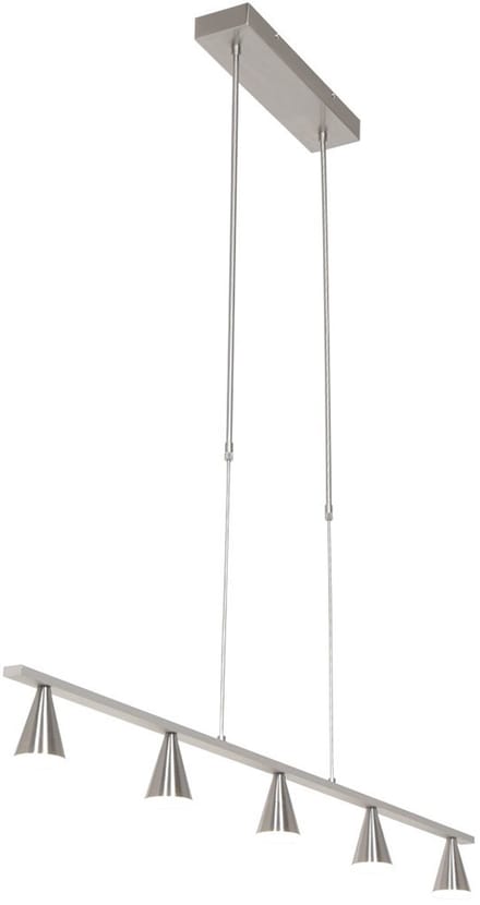 Hanglamp Vortex 3066ST Staal 5 lichts verstelbaar van 85 tot 145 cm Steinhauer Modern
