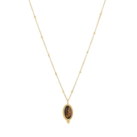 Bijoutheek Collier Tribal Dots Tiger Eye