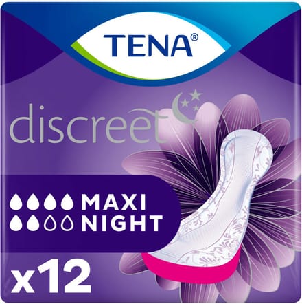 Tena Discreet Maxi Night - Karton van 72 incontinentie inlegkruisjes