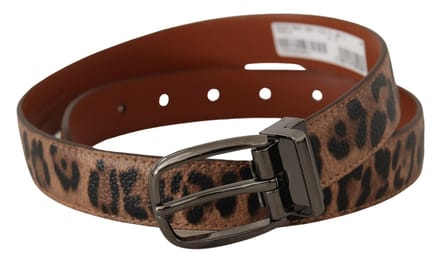 Dolce & Gabbana Bruine Luipaard Geïmpregneerde Leren Gesp Ceintuur