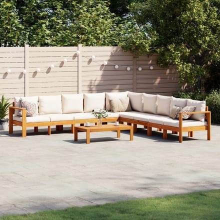 vidaXL - 6-delige - Loungeset - met - kussens - massief - acaciahout