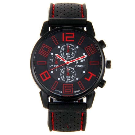 Fako® - Herenhorloge - Pinbo - GT Deluxe - Rood