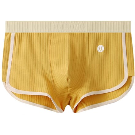 Heren Boxer Ondergoed Mid-rise Elastische Tailleband Patchwork Kleur Shorts Slips U-convex Geribbelde Slips Dagelijkse Kleding M geel