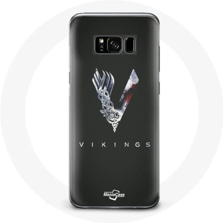 Case voor Samsung Galaxy S8 Vikings Series Seizoen 6 logo V Zwaard Grijs Zwarte Achtergrond