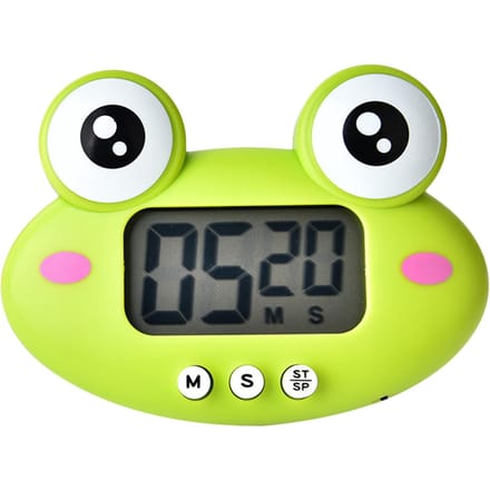 Digitale keukentimer Leuke dierentimer met sterke magneet Achterkantstandaard Luid alarm Groot scherm Type 5 (Frog) groen
