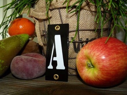 Emaille huisnummer zwart 4x10 letter 'A'