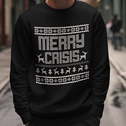 Foute Kerst Trui Zwart Merry Crisis M