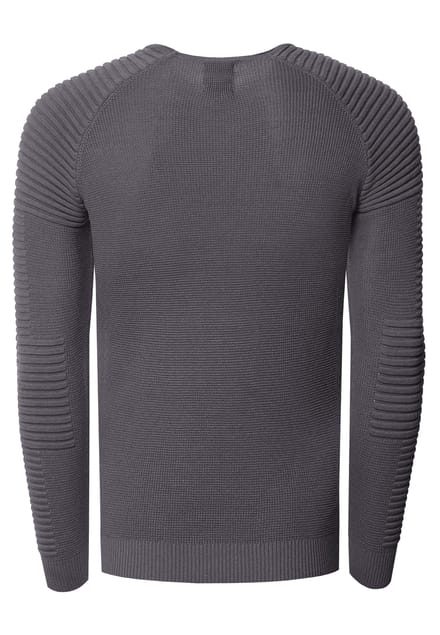 Slim fit fijngebreide biker trui met ronde hals