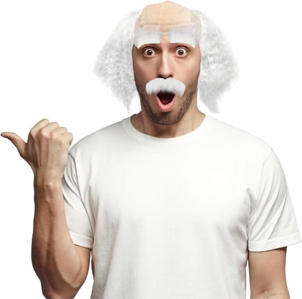 Set van 3 Oude Man Perücken met Snor voor Feest en Cosplay - Wit Professor Kostuum Accessoires