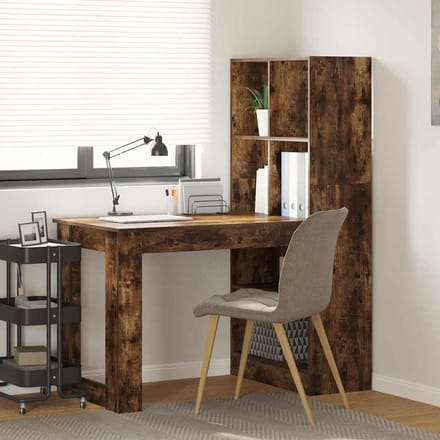 vidaXL - Bureau - Rook - Eiken - Bewerkt - hout - 122 - x - 67 - x - 145 - cm