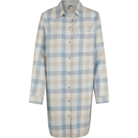 By Louise Dames Pyjama Nachthemd Lang Flanel Geruit Blauw - Maat M