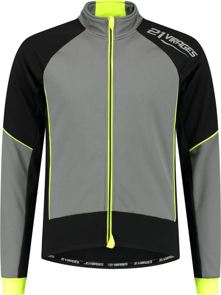 21Virages Jovani fietsjack windprotect Heren Zwart Fluo - M