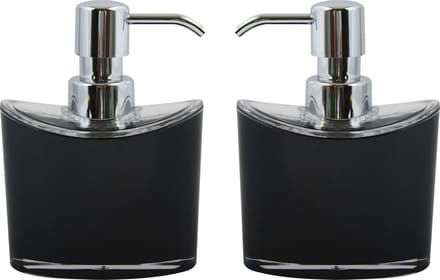MSV Zeeppompje/dispenser Aveiro - 2x - PS kunststof - zwart/zilver - 11 x 14 cm - 260 ml