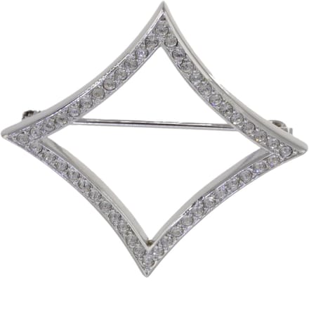 Behave – broche – transparant – zilverkleurig – kristal – elegant – feestelijk