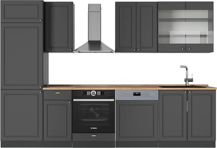Vicco Fame-Line Complete keukeneenheid – 300 cm, WB Eik Anthrazit-Gold Landhaus