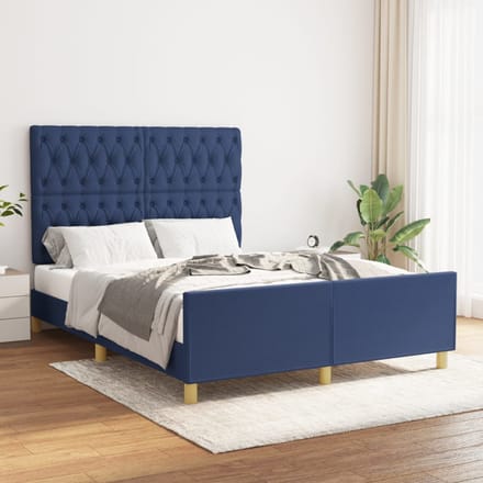 vidaXL - Bedframe - zonder - matras - stof - blauw - 140x200 - cm