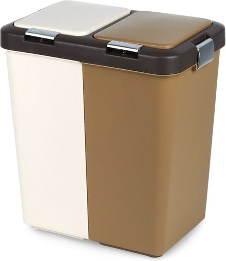 Prullenbak Afvalscheiding Plastic 2x20 l - Afvalemmer - Vuilnisbak - Afvalscheiding