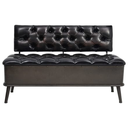 vidaXL - Opbergbank - met - rugleuning - 110 - cm - kunstleer - zwart