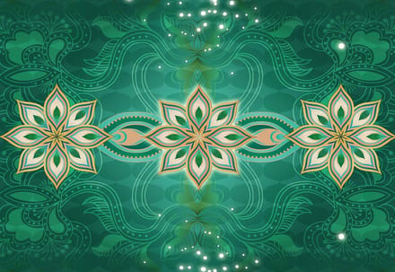 Fotobehang Green Gold Abstract Pattern | XL - 208cm x 146cm | 130g/m2 Vlies