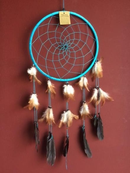 Dromenvanger / Dreamcatcher Ø26cm zonder kleintjes  - lichtblauw