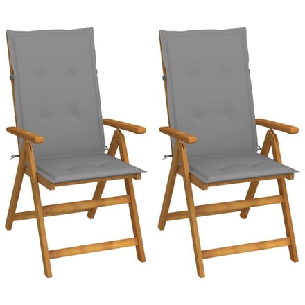 vidaXL - Inklapbare - stoelen - 2 - st - verstelbaar - met - kussens