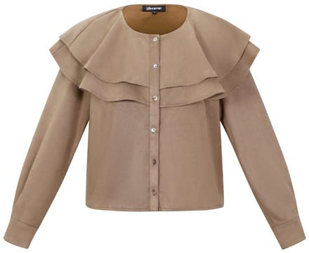 Dames blouse met ruches van geweven polyester - elegante effen blouse voor werk en uitgaan