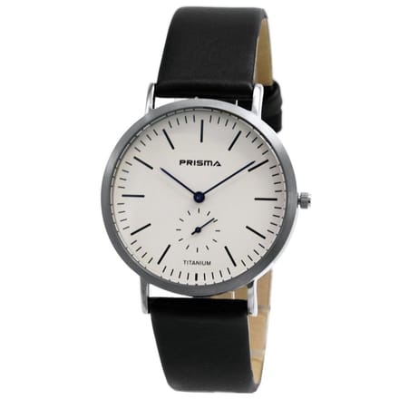 Prisma Herenhorloge P.1227 Lederen band Zilver