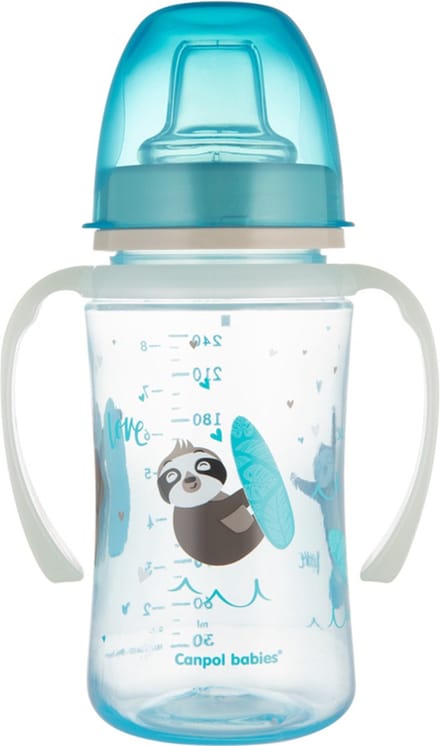 Canpol Babies | EasyStart | Siliconen Trainingsbeker | 240ml | PP | EXOTISCHE DIEREN | blauw 6+ m