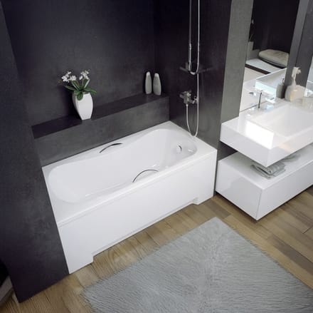 Badland ARIA PLUS ligbad 140 x 70 cm wit met baddrager met handgrepen