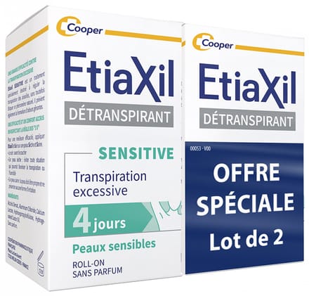 Déodorant Détranspirant - Etiaxil - Lot de 2 - 2x15ml - Peaux Sensibles - Sans Parfum