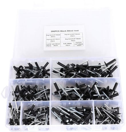 Dailygoods- Blindklinknagels 200 Stuks - Zwarte Aluminium