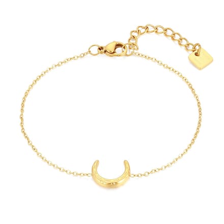 Twice As Nice Armband in goudkleurig edelstaal, maan 16cm+3cm