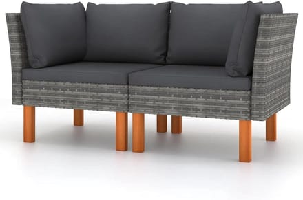 Tuinbank set - Modulaire sofa - Buiten ontspannen - Eucalyptus poten - 2 stuks - Antraciet