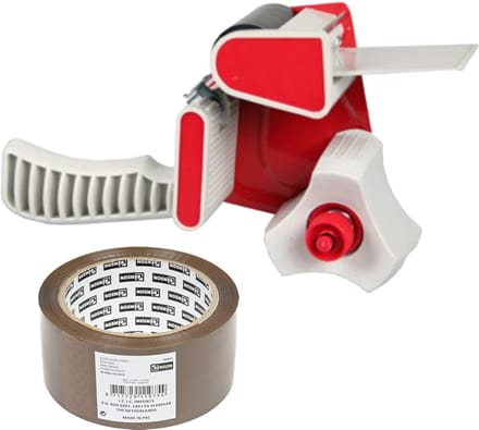 Benson Tape dispenser/houder - kunststof - incl. 2 rollen verpakkingstape