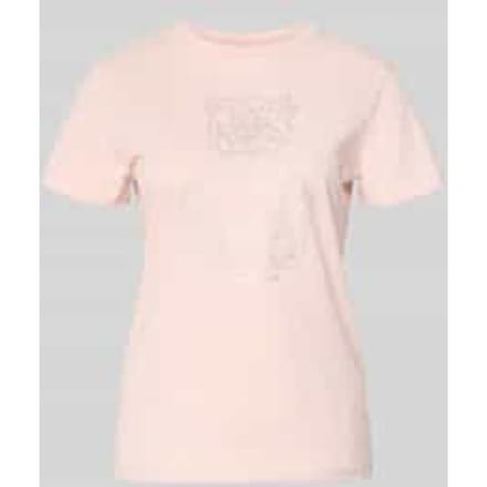 T-shirt met siersteentjes en ronde hals