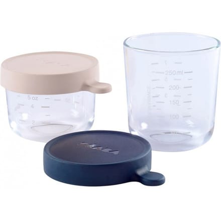 Béaba Box 2 Servings Glass 150ml Pink, 250ml Dark Blue