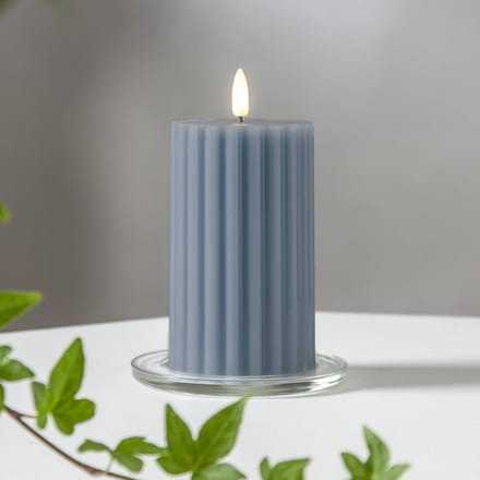 Star Trading LED-kaars van echte was 'Flame Stripe', flikkerend, blauw, 15cm