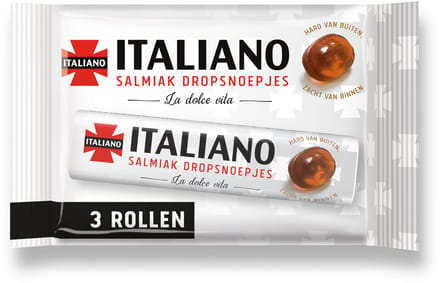 Italiano Salmiak Dropsnoepjes - 99 gram - 24 x 3 rollen