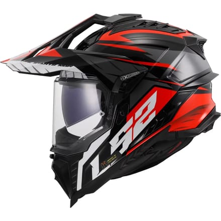 LS2 MX701 Explorer Spire Zwart Titanium Red-06 Adventure Helm - Helm