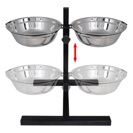vidaXL - Verstelbare - dubbele - honden - / - katten - voederbak - (2 - x - 4,1L - RVS - bakken)