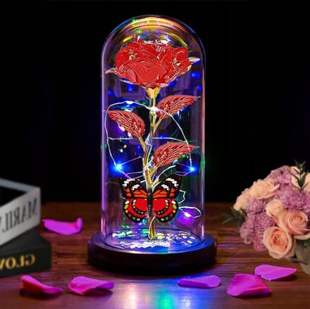 Glazen Roos - Eeuwige Bloem - Romantisch Cadeau - Met LED Verlichting - Niet gespecificeerd - Rood