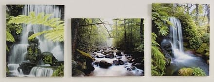 Schilderij Waterval – 3-delige Canvas Wanddecoratie – Natuur & Rust