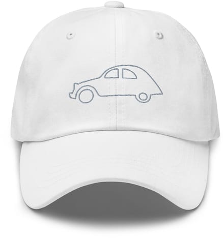 De2pktjes - Geborduurde Citroën 2cv pet lijntekening - Wit