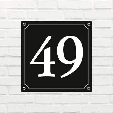 Huisnummerbord Mat zwart Deluxe - Nummer 49 - incl. bevestiging