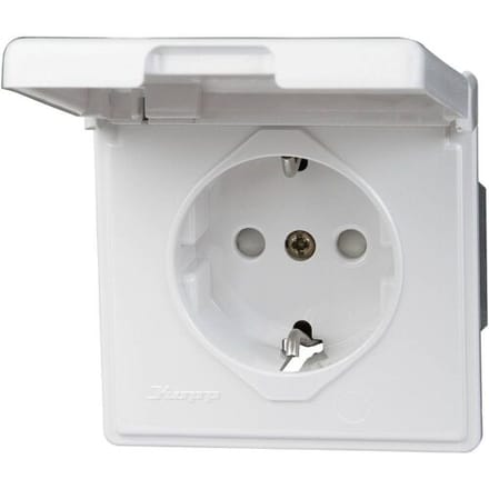 Kopp 119102080 Spatwaterdicht schakelmateriaal Wandcontactdoos met randaarde Arktis Wit