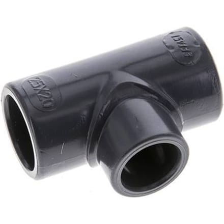 PVC Verloopstuk T-fitting Lijmmof 25 tot 20mm [2 Stuks]