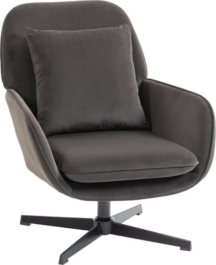 HOMCOM Accentstoel van fluweel (100% polyester) - 73 x 83,5 x 85 cm - Donkergrijs