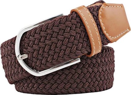 Fako Fashion® - Elastische Riem - Canvas - Elastisch - Gevlochten - 105cm - Bruin