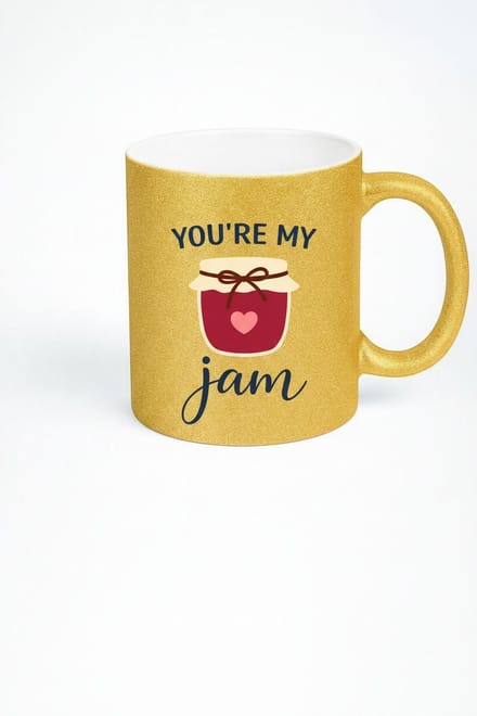 Gouden Glitter Mok 'You're My Jam' | Liefdevolle Jampot Cadeau Mok