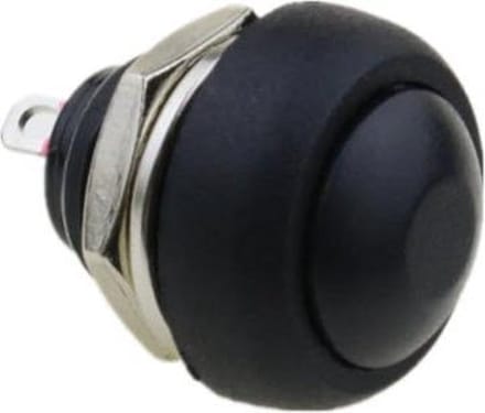 Push aan-uit Schakel button - 1.5A 12 V - Werk type: Push aan (OFF-ON) zwart